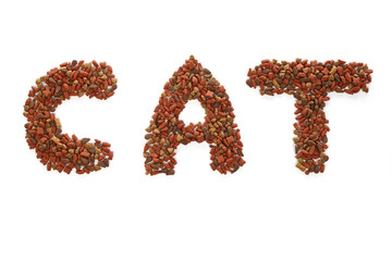 dry cat food isolated on a white background