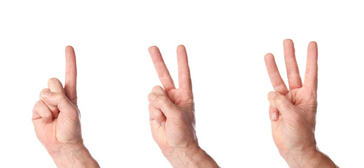 male hands counting to three