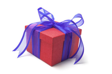 Red Gift Box with  Blue Bow