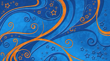 Ranken und Sterne blau