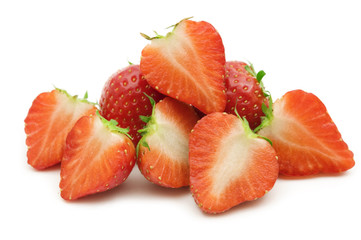 fresh slice strawberries on white background
