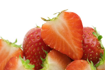 fresh slice strawberries on white background