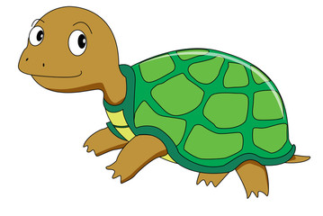Illustration of a happy tortoise on white background