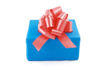 Blue box with red bow