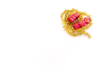 christmas presents arrangement on white background