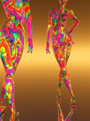 Female body with figure color ornament  - digital artwork