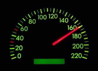 Speedometer of a car showing 170