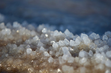 crystal salt on the shore of dead sea