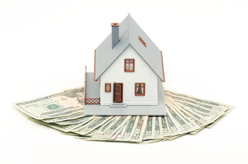 Home and Money Isolated on a White Background