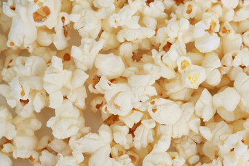 closeup on fresh natural popcorn as background