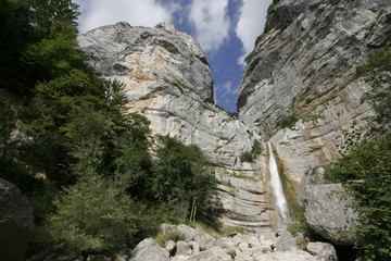 landscape in mountain with a waterfall