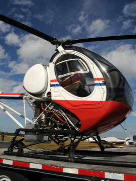 Fuselage and engine view of light helicopter