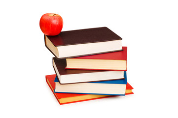 Back to school concept with books and apple