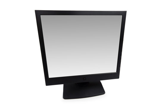 Black lcd monitor isolated on the white