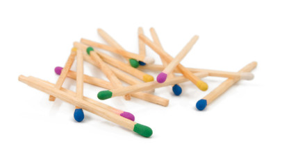 Colored matches isolated on white