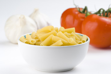 fresh uncooked raw italian pasta isolated over white