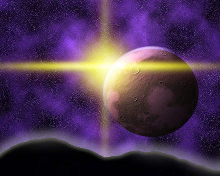sunrize over a planet in space
