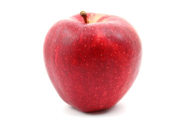 fresh red apple with water drops isolated on white background