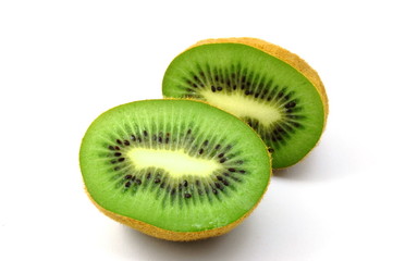 healthy green kiwi fruit isolated on white background