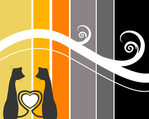 Two Cats against Stripes Design