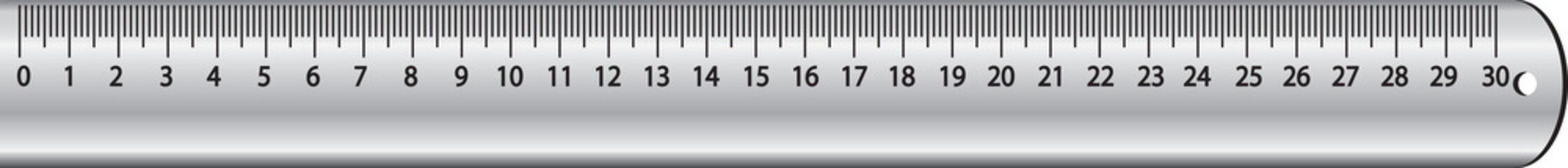 illustration of a metal ruler with accurate measurement markings