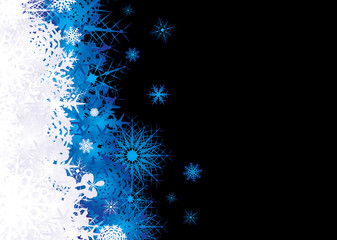 Christmas snow flake inspired background in blaue and black