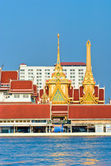 Temple on the Chao Praya River, bangkok, Thailand..