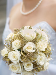 Close-up of wedding bouquet at bride's hands