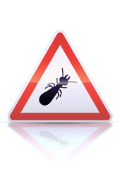 Panneau de danger termite (reflet)