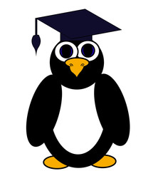 Graduating Penguin Cartoon - Isolated On White
