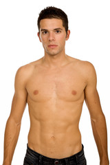 Fototapeta premium young sensual man on a white background