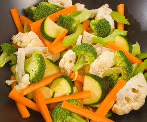 Raw chopped vegetables for stirfry