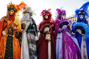 Group of masks in Venice, Italy.