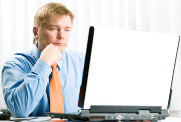 Young  businessman work on laptop