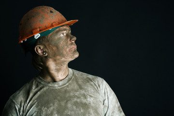 close-up portraitm worker man mine