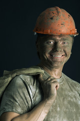 close-up portraitm worker man mine