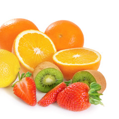 Fresh fruits isolated on a white
