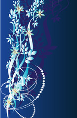 floral tige bleu et or