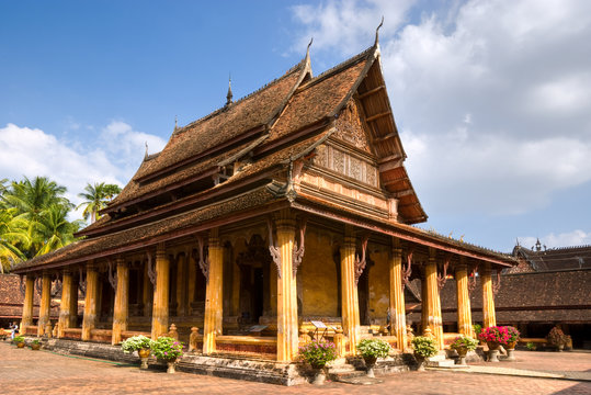 Buddhist temple in Vientiaine, Laos.