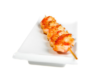 fresh grilled shrimp isolated on the white
