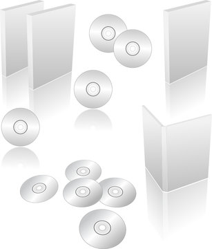 3d blank dvd, cd, blu-ray cases and boxes
