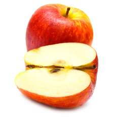 The ripe juicy red apples. Isolation on white.