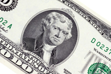 Thomas Jefferson on 2 Dollar Banknote - obrazy, fototapety, plakaty