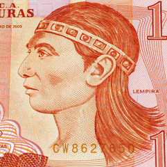 Lempira on Banknote from Honduras.