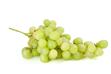 Green grapes bunch (muscat breed) isolated on the white