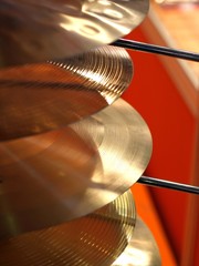 Closeup shot of shiny cymbals