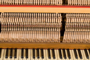 music series: piano's string on the board and