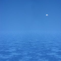 Lune dans un univers bleu