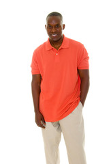 Fototapeta premium Casual Man In Orange Shirt