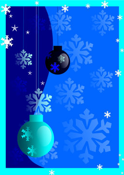 illustration de no&euml;l bleu et flocons